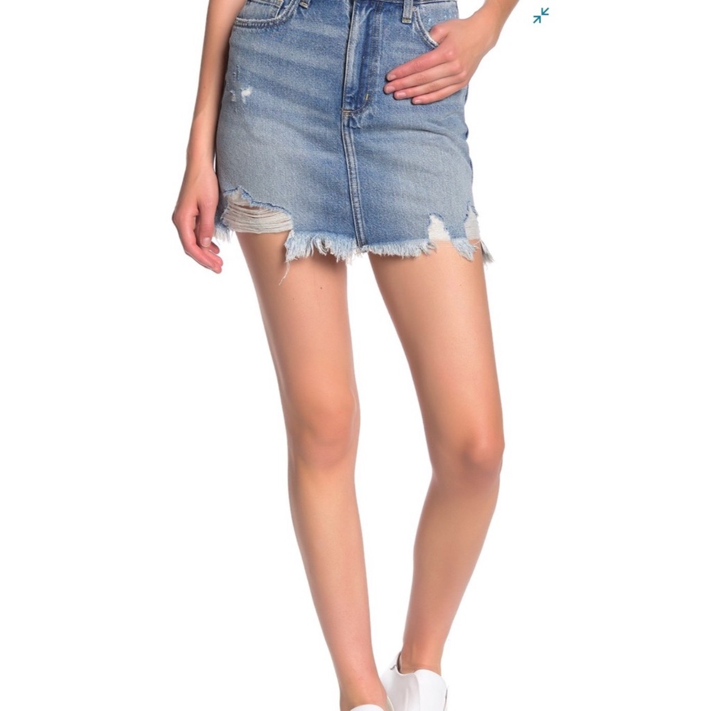 LEE High Waisted Distressed Jean Mini Skirt 31